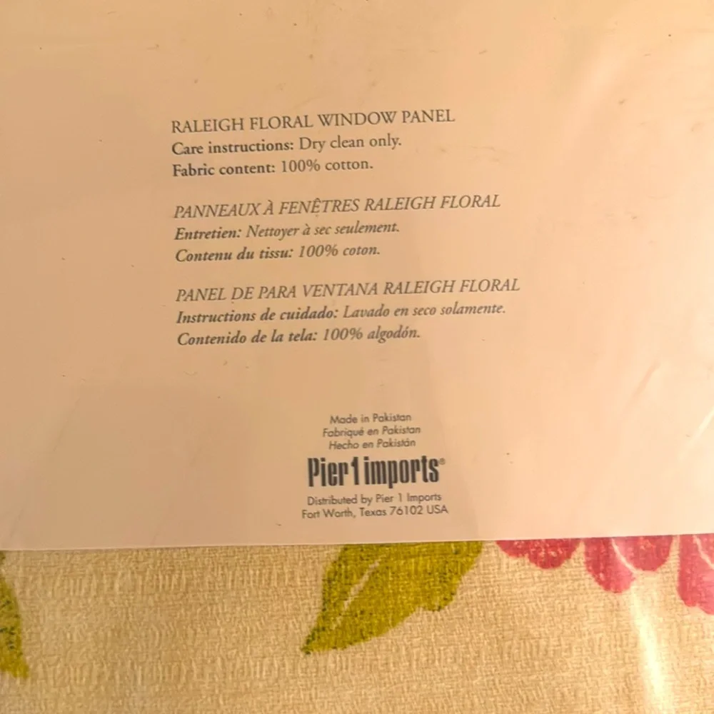 PIER 1 Imports Vintage Raleigh Floral Window Panel Curtains Set Of Two curtains